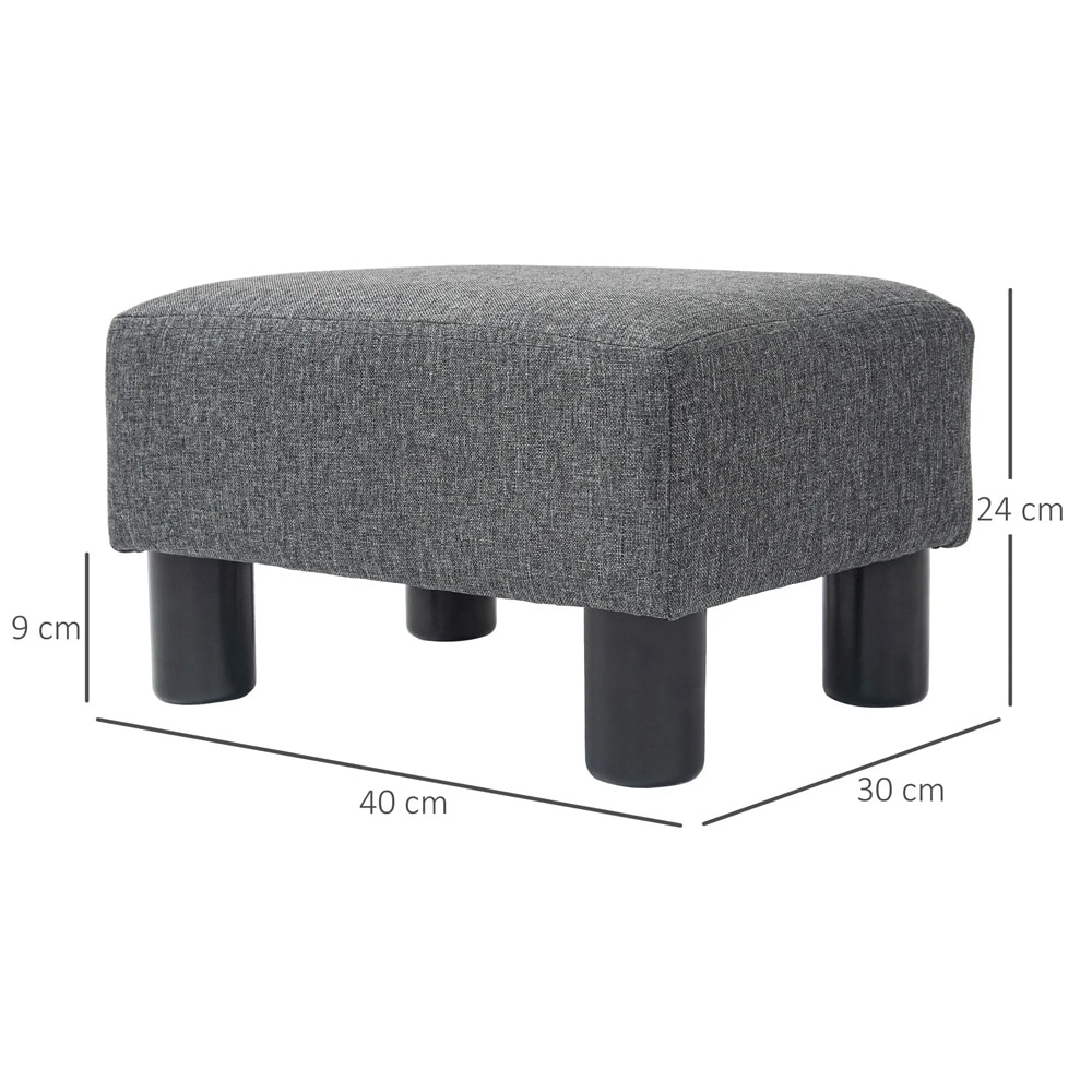 Polstret fotskammel 40 × 30 × 24 cm / liten puff med stofftrekk / ekstra sitteplass - Grå