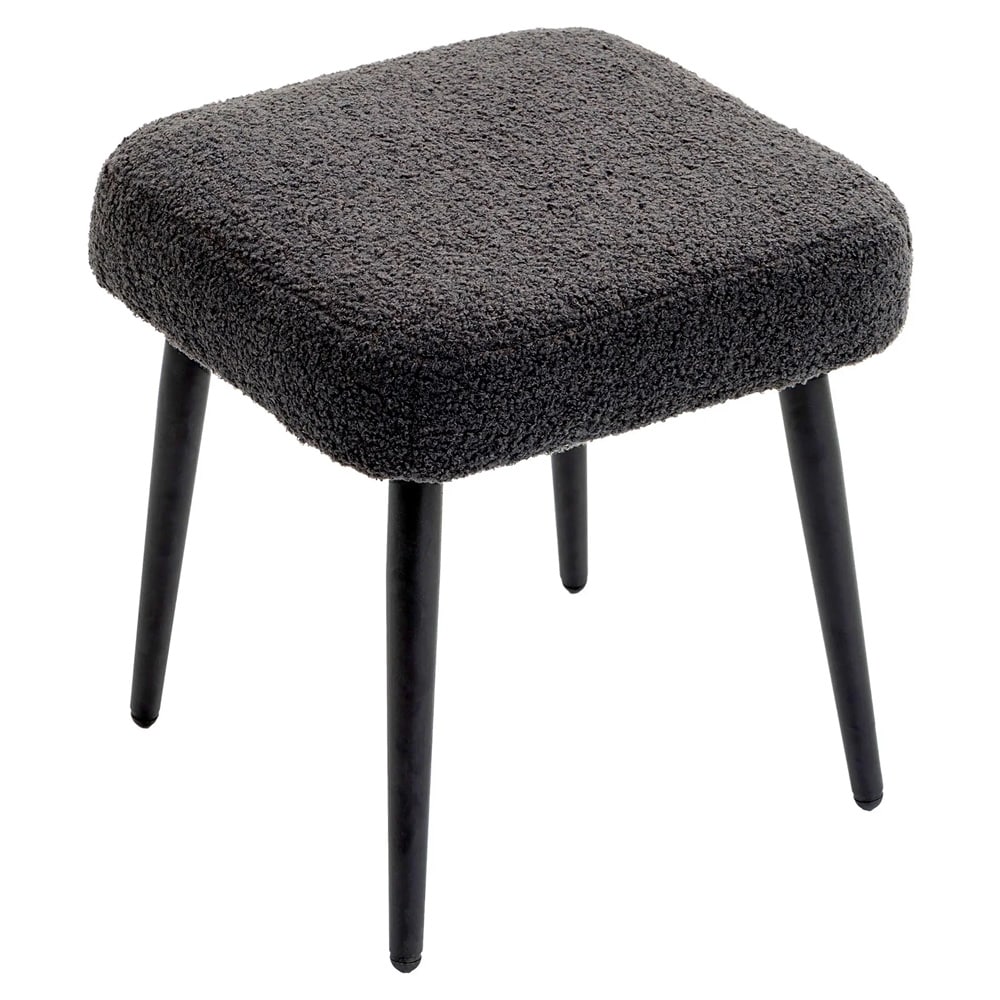 Puff / fotskammel / krakk i cashmere-look med stålben 42x42x44cm - grå