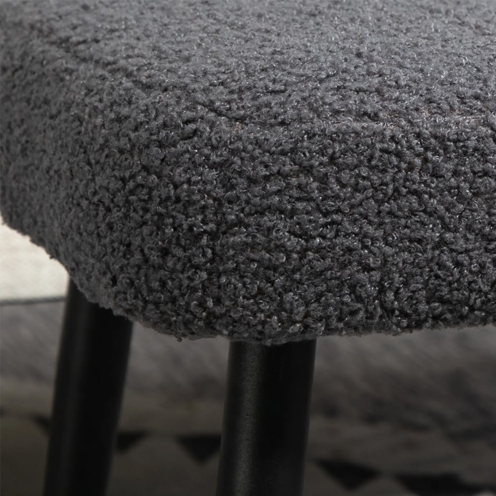 Puff / fotskammel / krakk i cashmere-look med stålben 42x42x44cm - grå