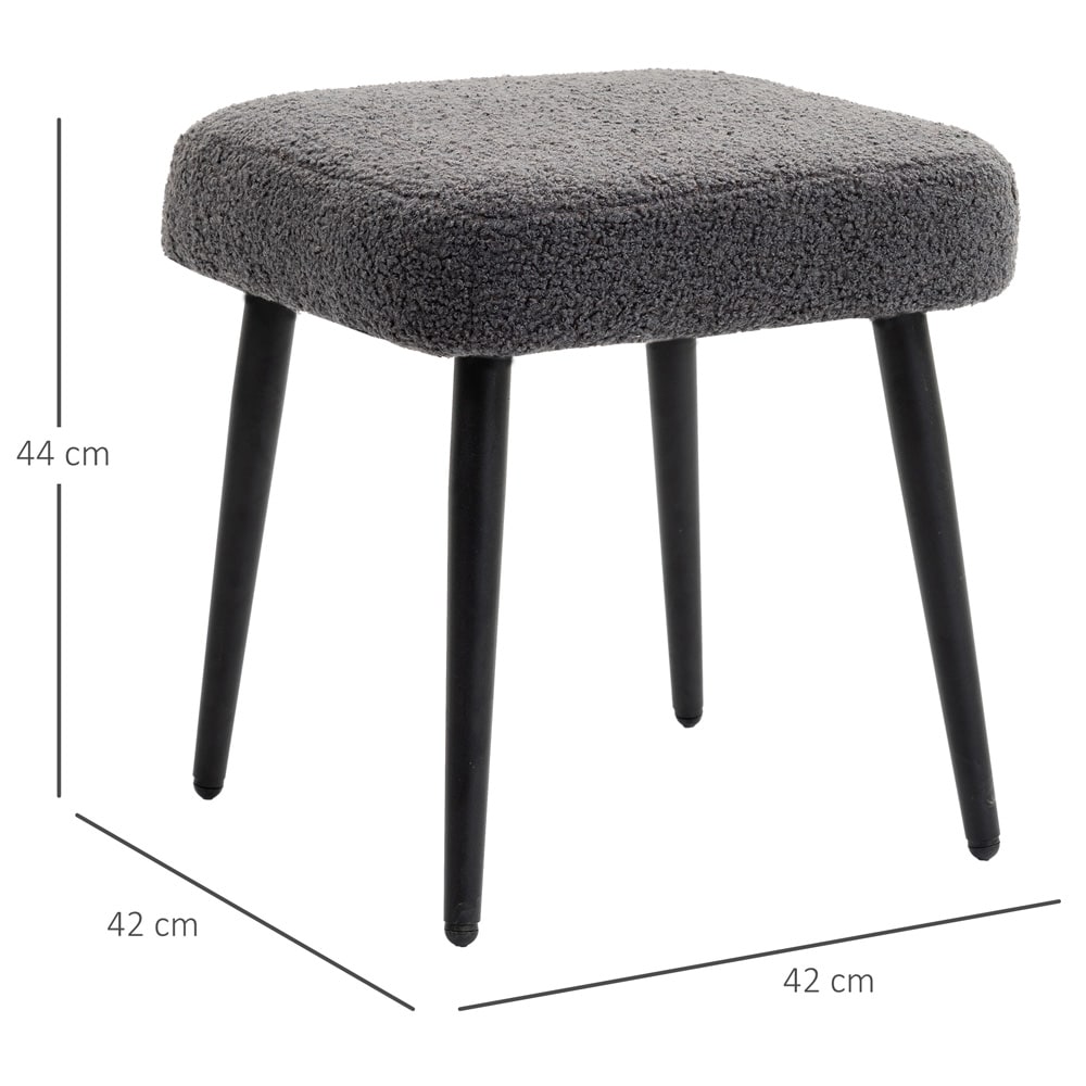 Puff / fotskammel / krakk i cashmere-look med stålben 42x42x44cm - grå