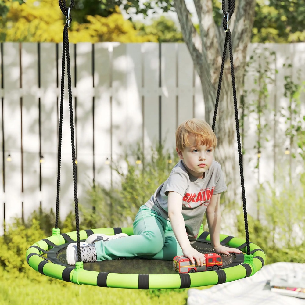 Fugleredehuske / redehuske / rund huske Ø100cm med justerbare tau - svart