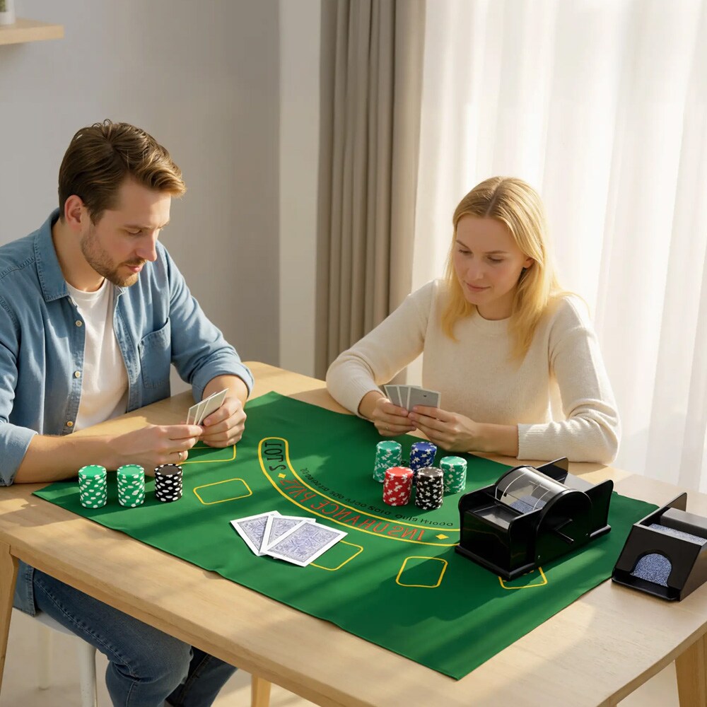 Pokersett 300 sjetonger / pokersett med kort og terninger / Texas Hold'em-sett for 8 spillere