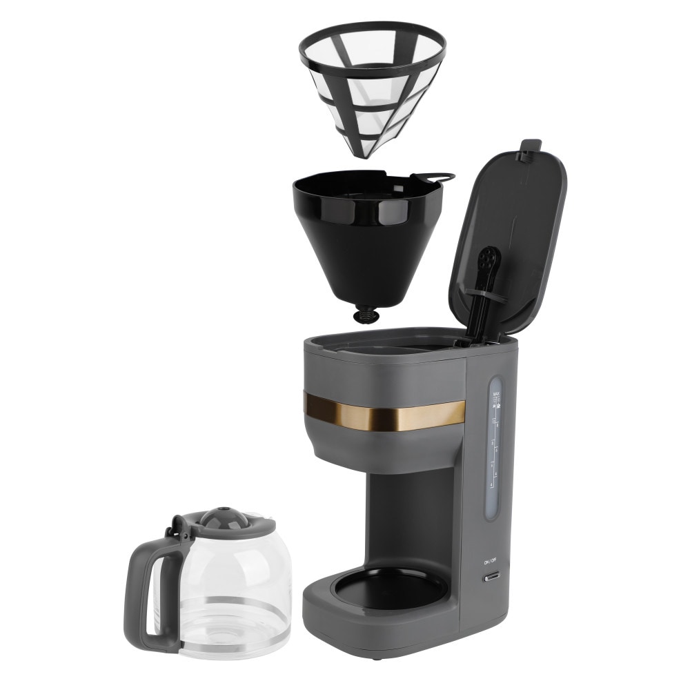 Kaffetrakter 1,5 liter / filterkaffemaskin med glasskanne / trakter med automatisk avstenging – Svart