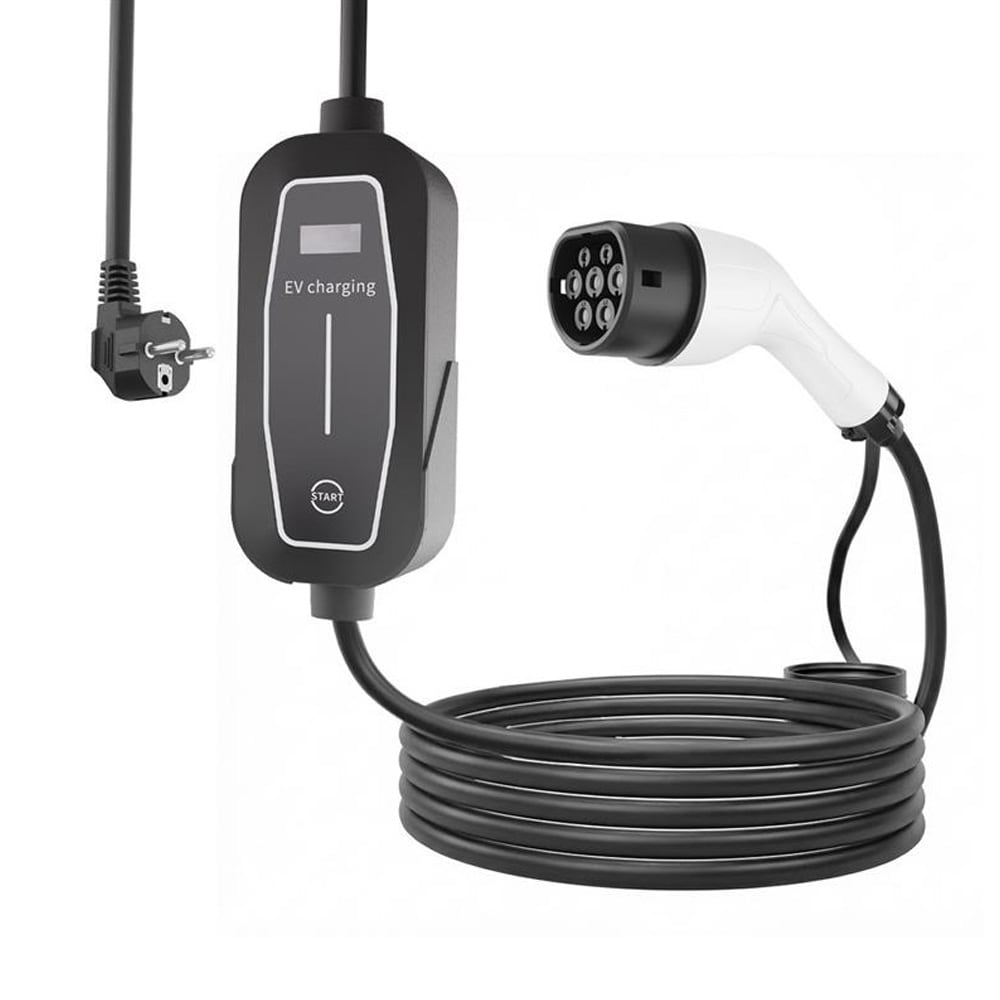 Ladekabel for elbil Schuko til Type 2 16A 3,7 kW / bærbar elbillader 10 m / 1-faset ladekabel