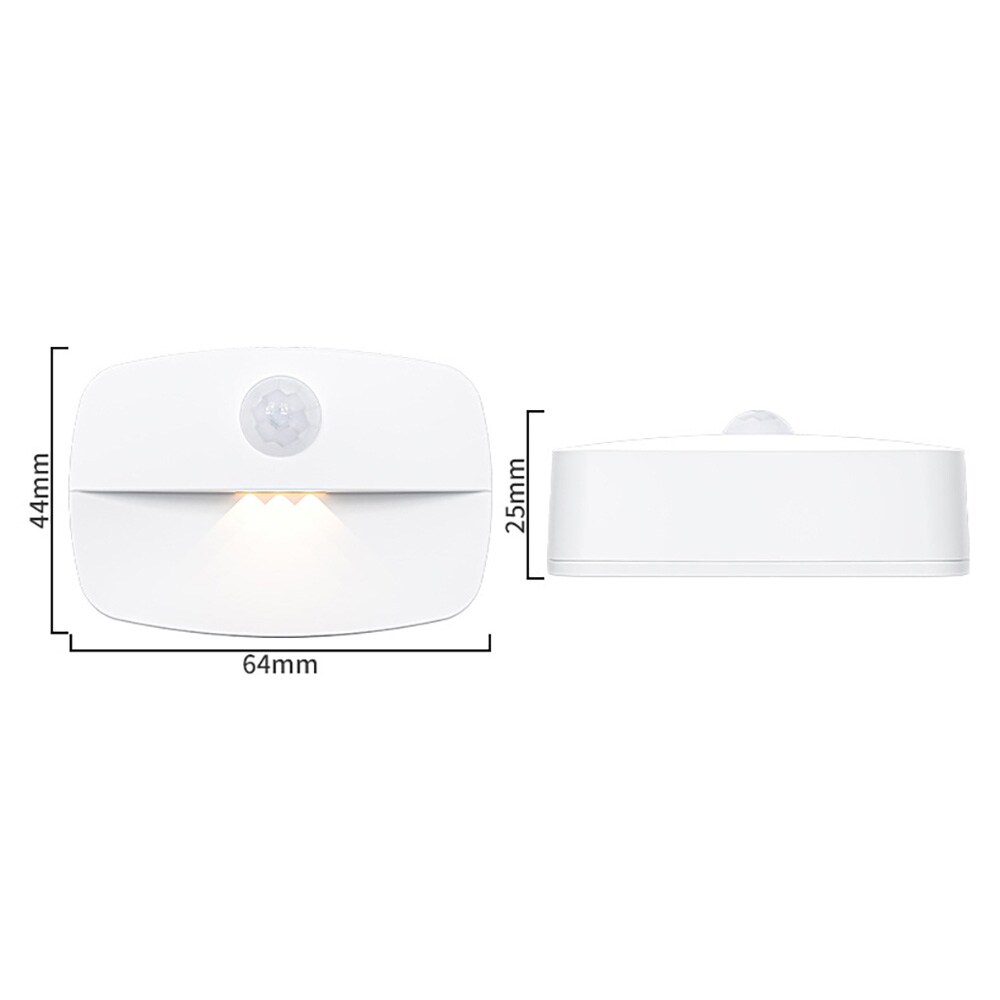 LED-nattlys med bevegelsessensor / batteridrevet sensorlys 3-pakning / automatisk LED-belysning 3000K