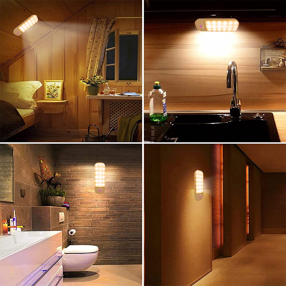 LED-lampe med magnet og bevegelsessensor / oppladbar LED-lampe med 3 lystemperaturer / sensorlampe USB-C