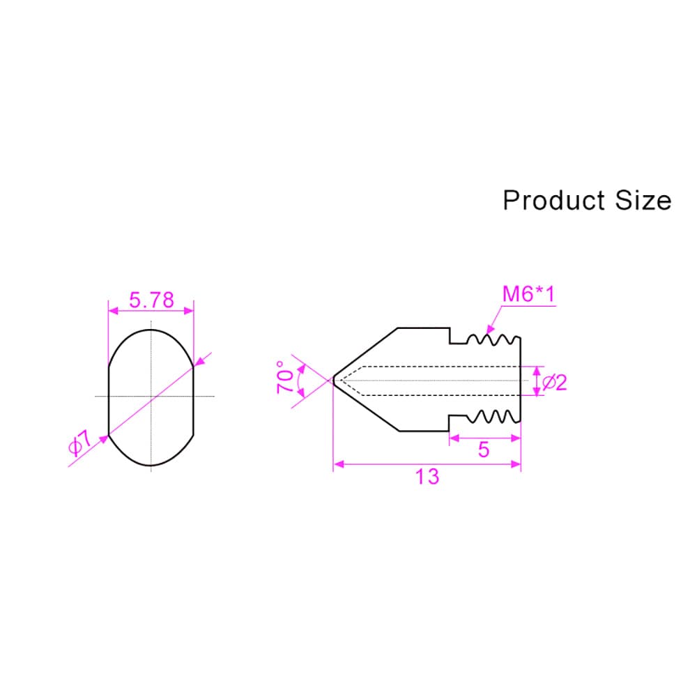 Dyse i herdet stål Makerbot MK8 1,75 mm / 3D-skriverdysesett 0,2-1,0 mm / slitesterk dyse 5-pk