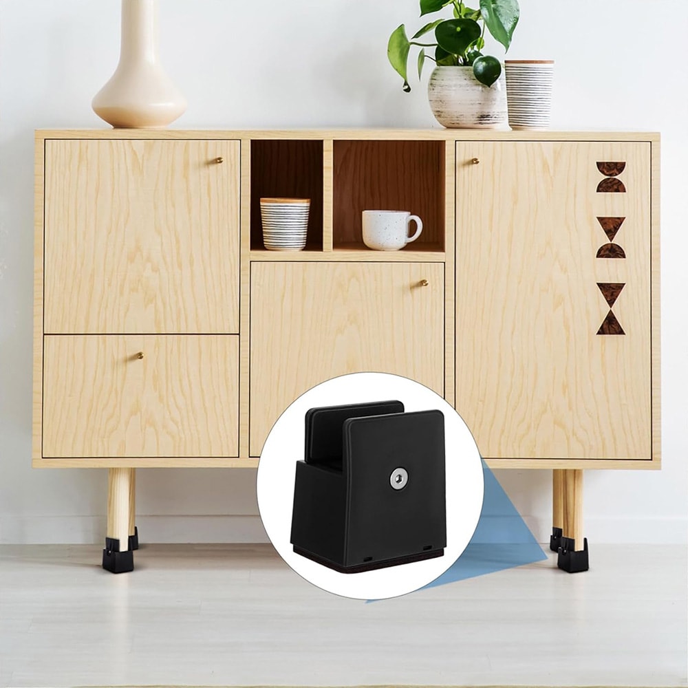 Justerbar møbelforhøyer 50 mm / møbelforhøyer 30-50 mm / møbelforhøyerblokker 4-pk - Svart