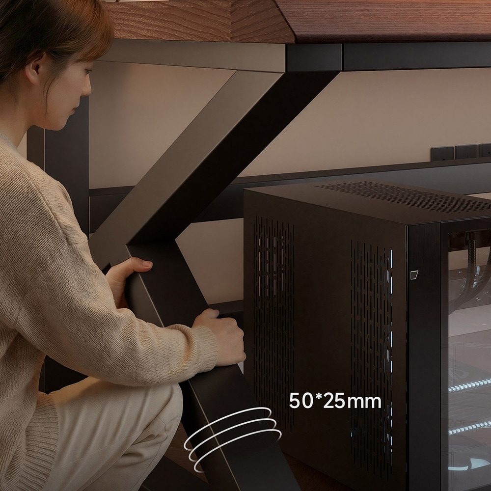Skrivebord 140×60×73 cm / pult med 25 mm bordplate / databord med stålramme – Valnøtt/svart