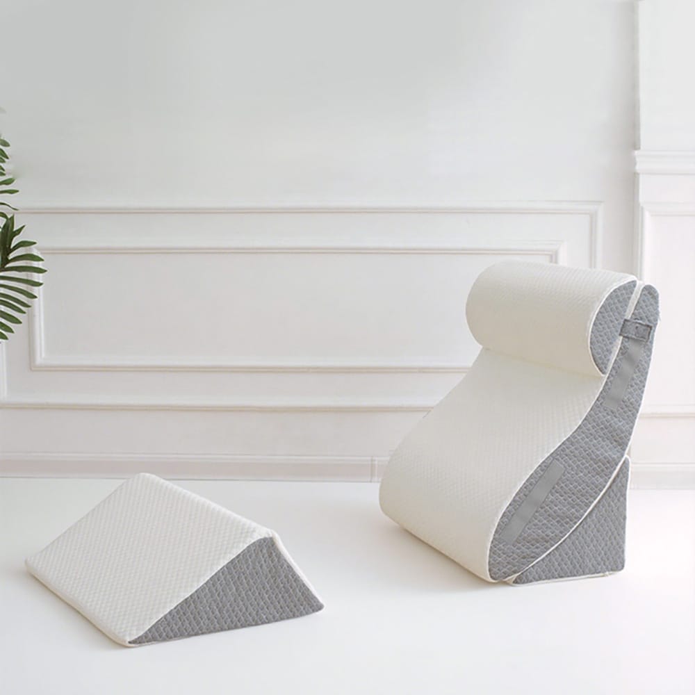 Ryggpute med benstøtte 66×57×22 cm / ergonomisk støttepute til seng / hvilepute med skum