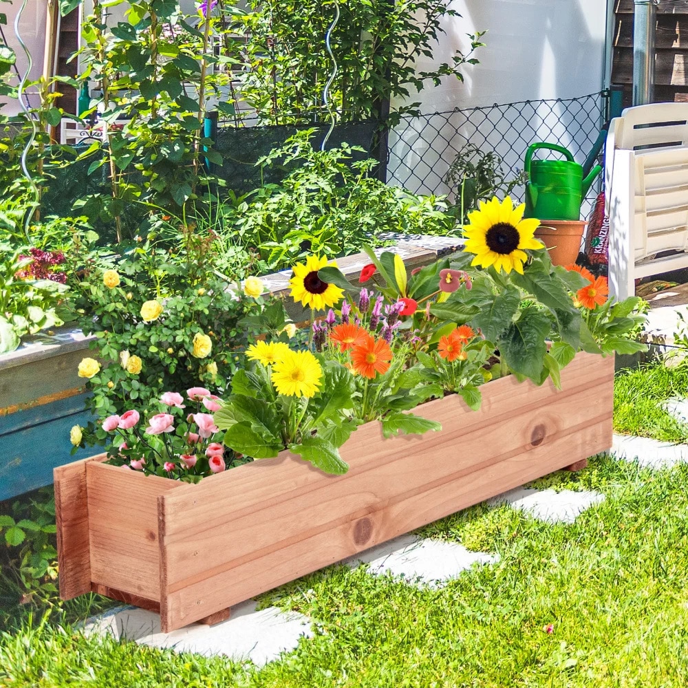 Blomsterkasse i tre 91x18x15cm – plantekasse / dyrkingskasse