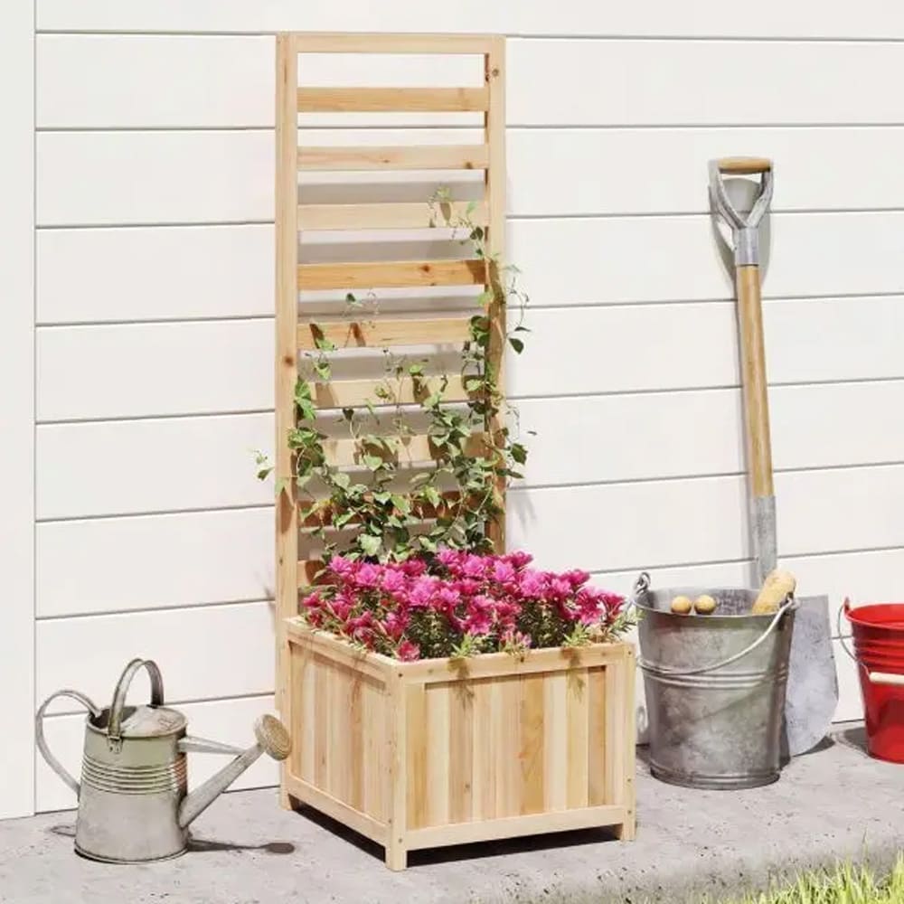 Plantekasse med espalier 123cm - opphøyd plantekasse / blomsterkasse / plantekasse med klatrestøtte
