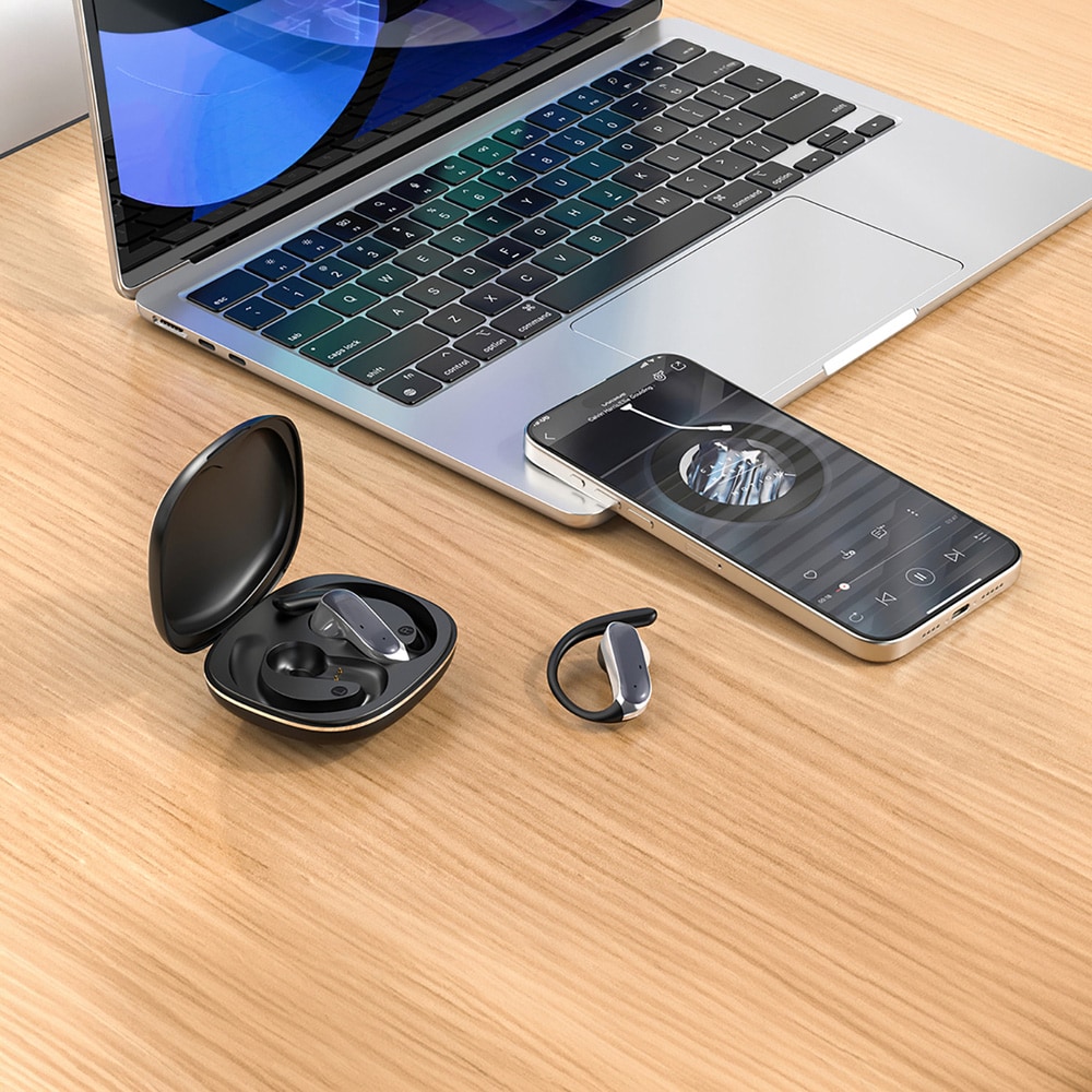 Dudao Bluetooth 5.3-hodesett med ørekroker - Svart