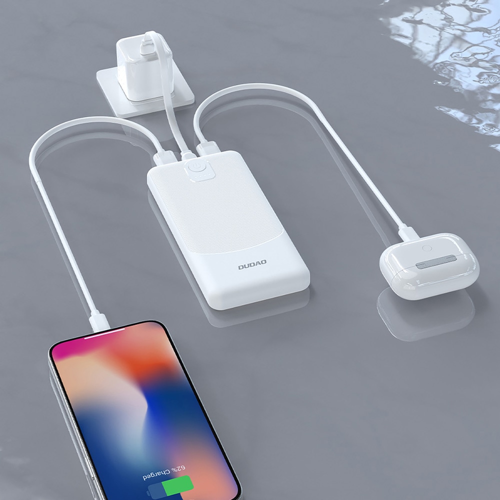Dudao Powerbank 2.4A 20000mAh med 2xUSB - Hvit