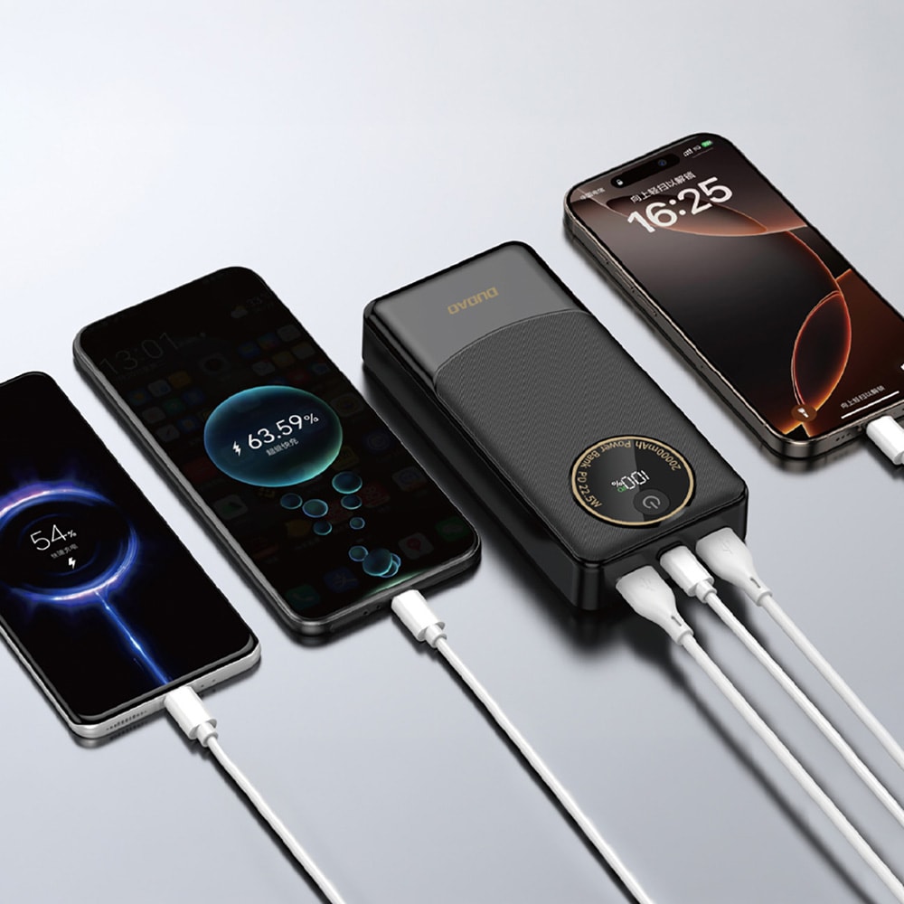 Dudao Powerbank 22,5W PD 20000mAh med USB og USB-C - Svart