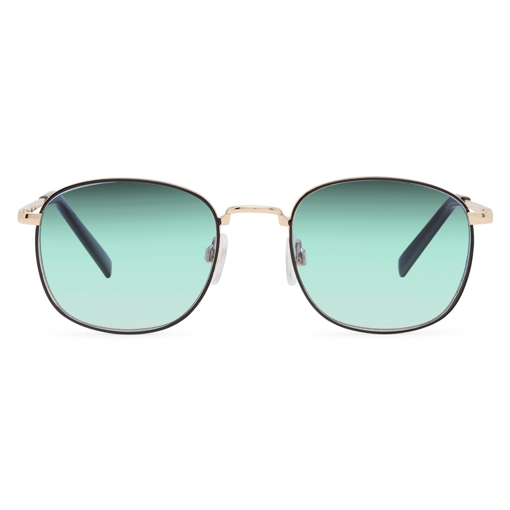 Solbriller gull med grønt glass / solbriller med UV-beskyttelse / unisex solbriller
