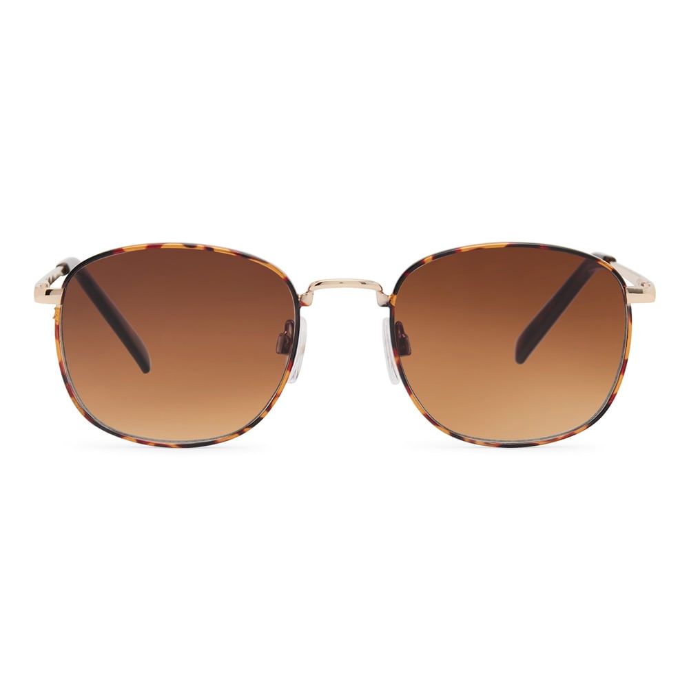 Solbriller gull med brunt glass / solbriller med UV-beskyttelse / unisex solbriller