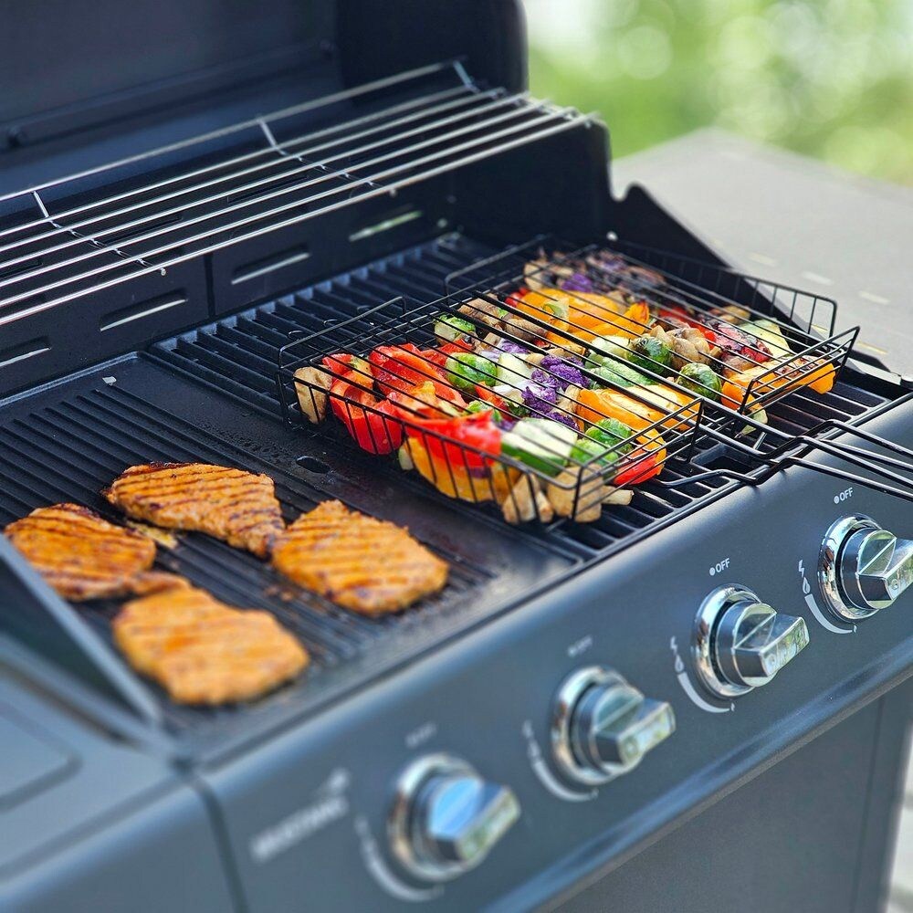 Mustang grillkurv 25 x 32 cm / grillkurv i rustfritt stål / grillkurv for grønnsaker