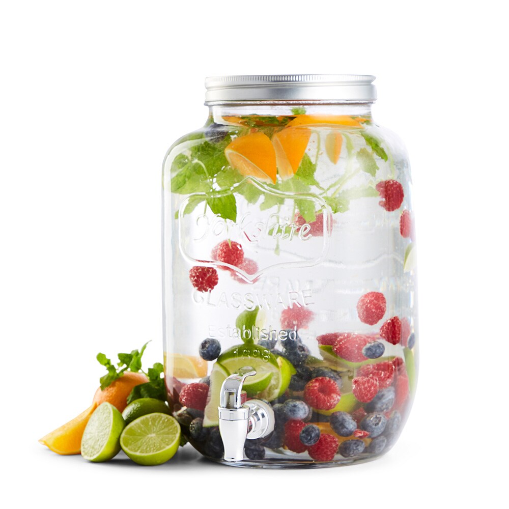 Drikkedispenser i glass 4 l med tappekran / juicedispenser / serveringsbeholder til kalde drikker