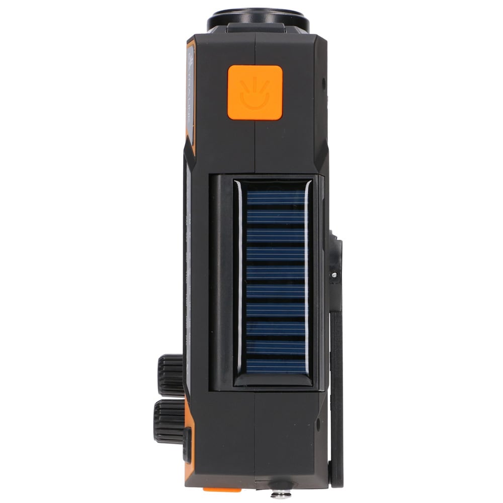 Nødradio 4000 mAh / beredskapsradio med sveiv og solcelle / AM/FM-radio med powerbank og lommelykt