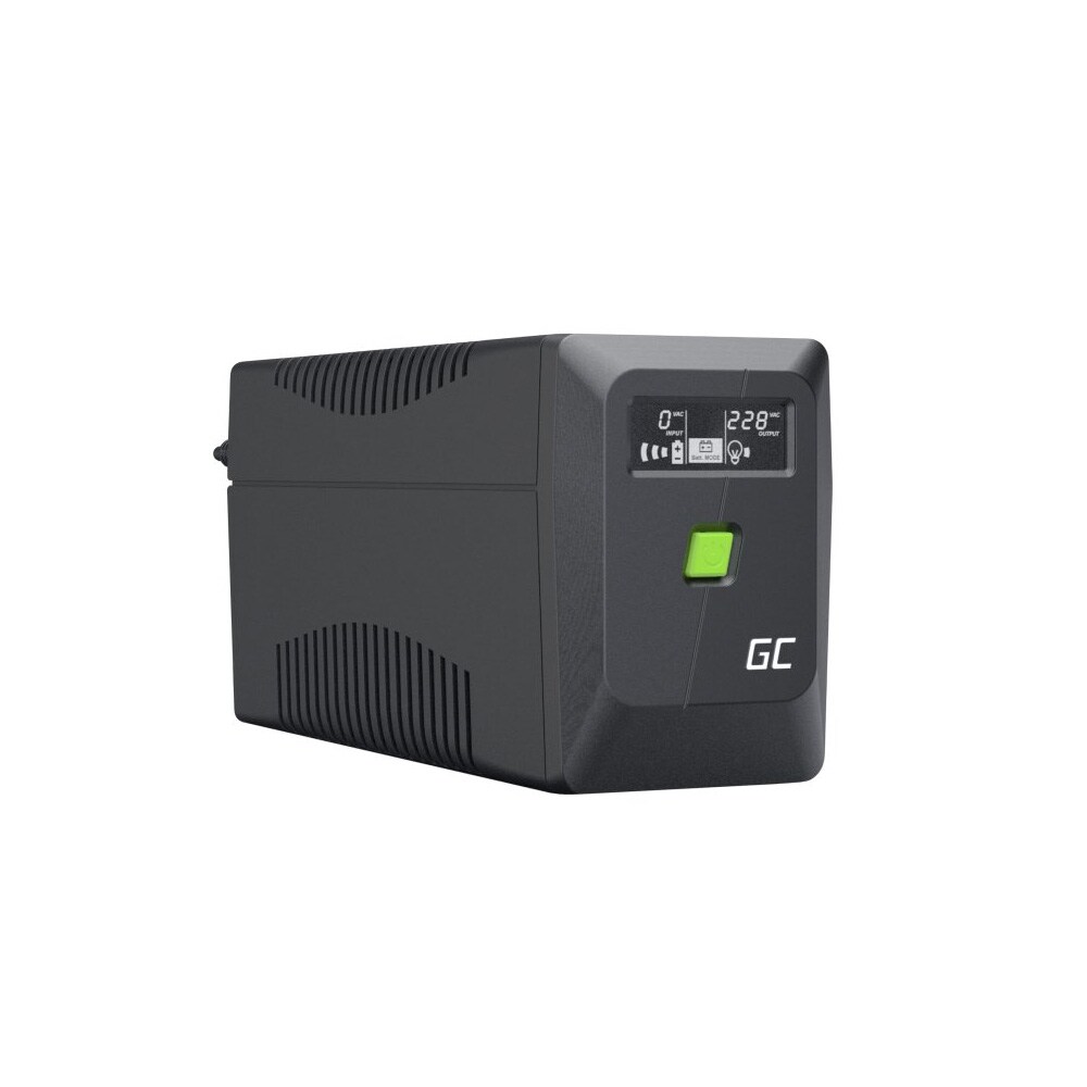 Green Cell UPS 650 VA / 360 W med LCD-skjerm / nødstrømsforsyning med batteribackup og RJ45-beskyttelse