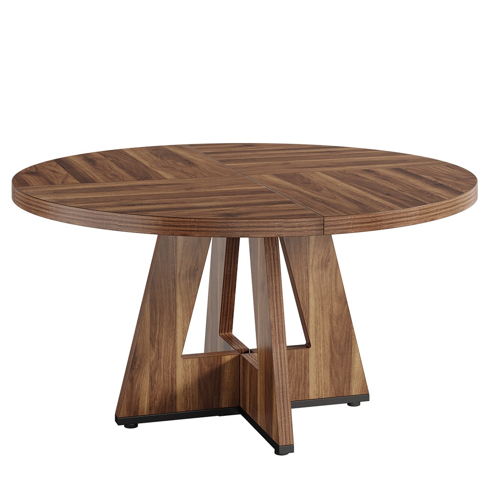 Rundt spisebord Ø120×75 cm / matbord for 4 personer / kjøkkenbord med kryssformet understell