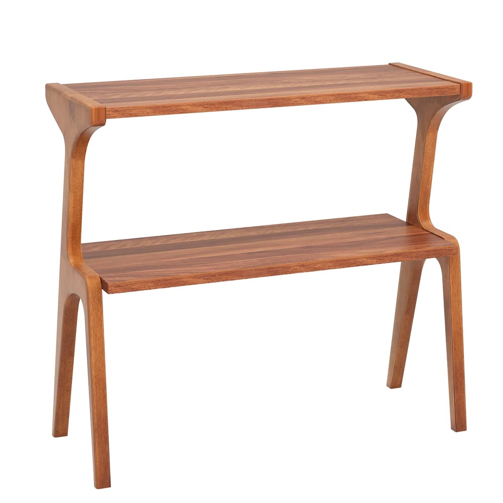 Sidebord 70×30×67 cm / smalt nattbord med 2 hyller / avlastningsbord i tre – Valnøtt