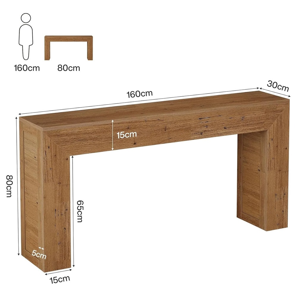 Konsollbord 160×30×80 cm / langt avlastningsbord / smalt sidebord i tre – Brunt