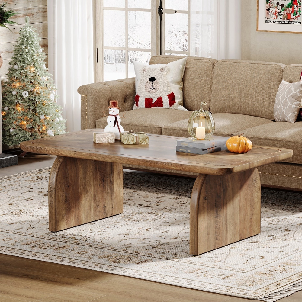 Salongbord 120×60×51 cm / rektangulært sofabord / stuebord med H-formet understell – Rustikkbrunt