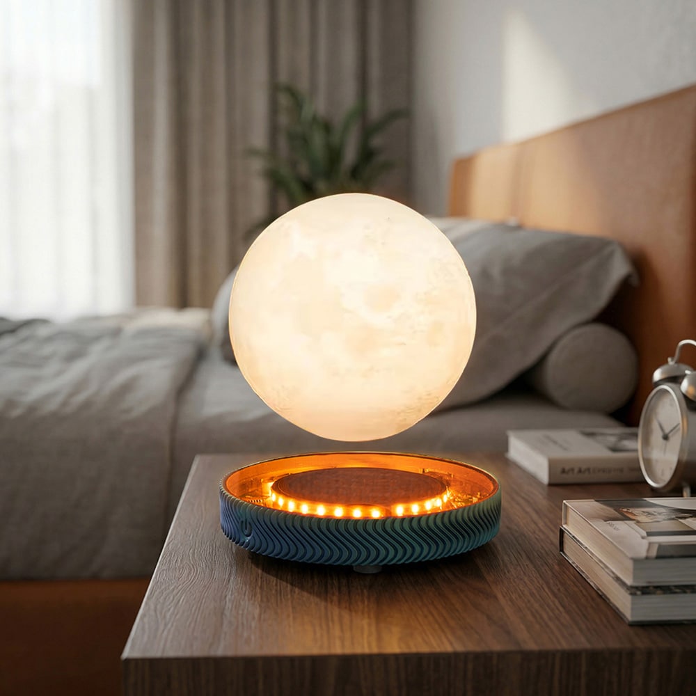 Magnetisk svevende månelampe / lampe med berøringsstyring / dekorativ nattlampe med 3 fargetemperaturer