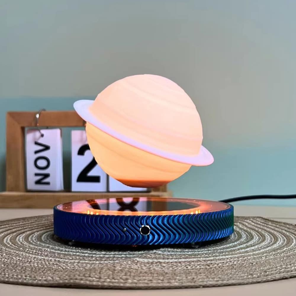 Magnetisk svevende Saturn-lampe / svevende lampe med berøringsstyring / nattlampe med 3 fargetemperaturer