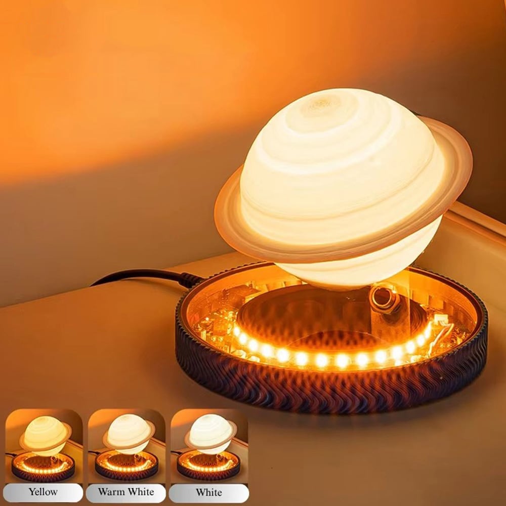 Magnetisk svevende Saturn-lampe / svevende lampe med berøringsstyring / nattlampe med 3 fargetemperaturer