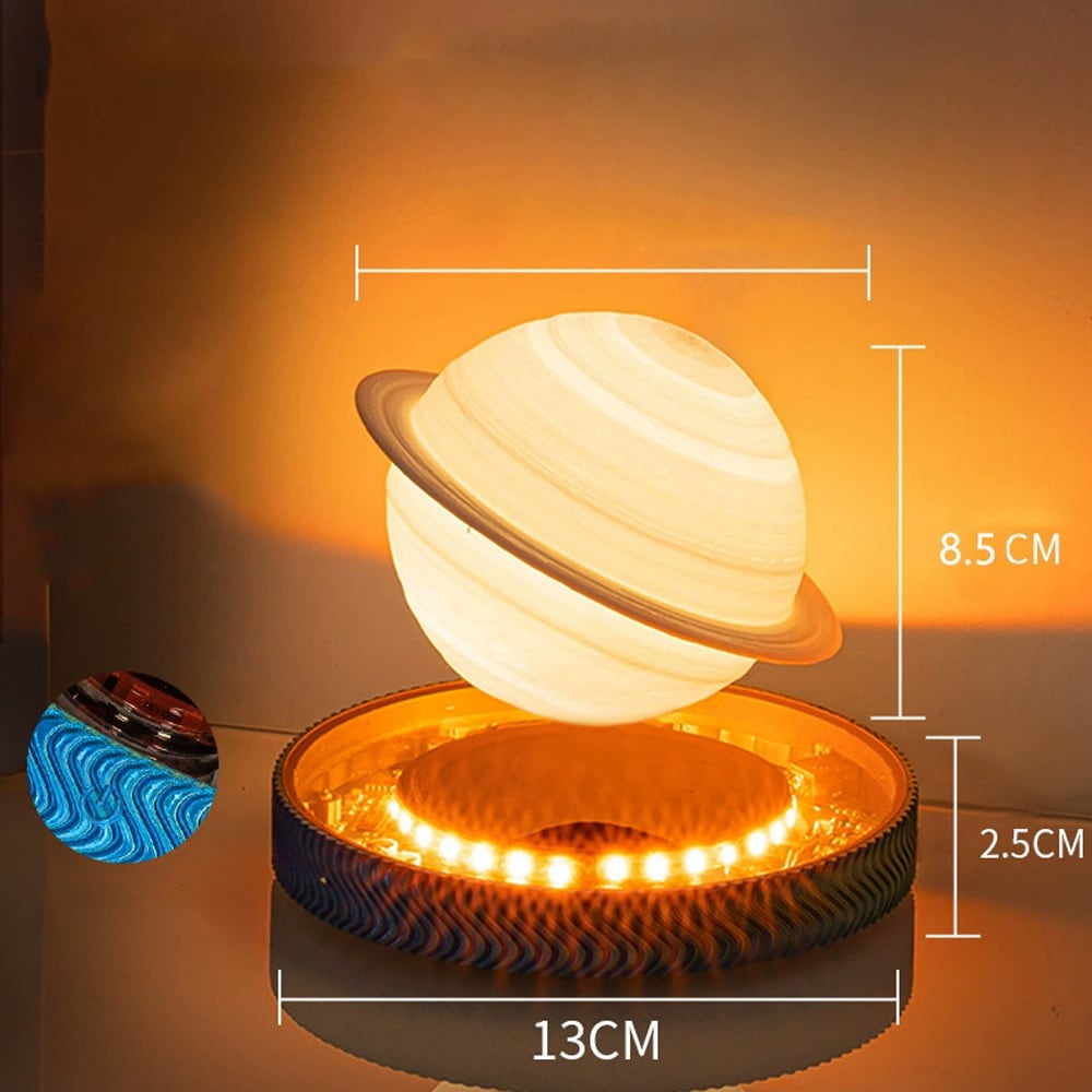 Magnetisk svevende Saturn-lampe / svevende lampe med berøringsstyring / nattlampe med 3 fargetemperaturer