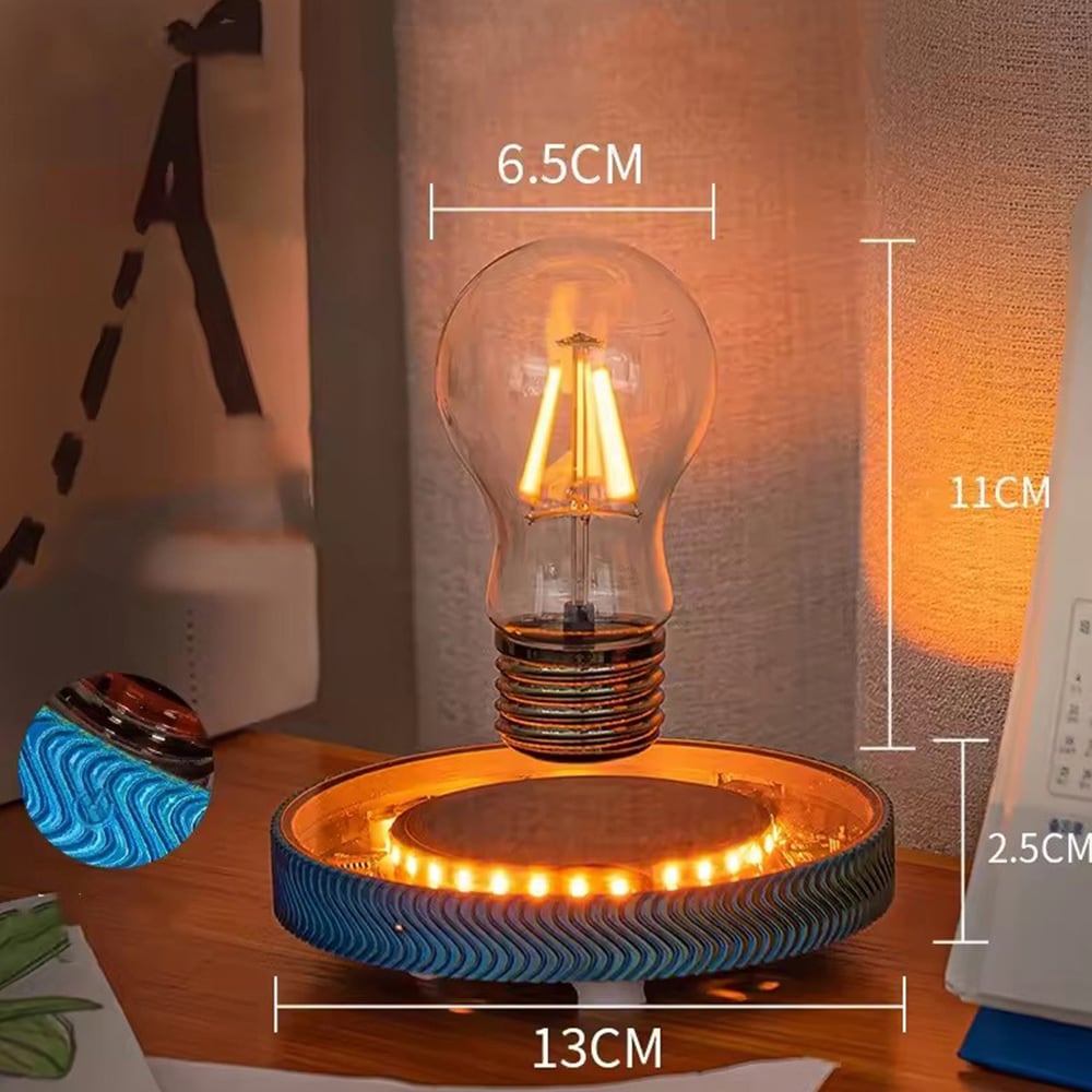 Magnetisk svevende lampe med glødepæredesign / berøringsstyrt nattlampe med varmt lys / dekorativ bordlampe