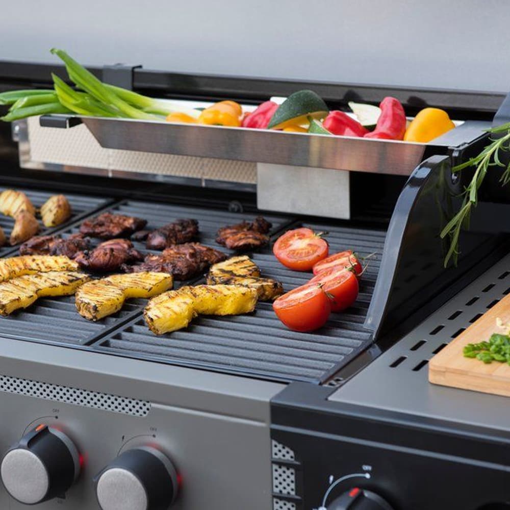 Mustang grønnsakskurv 48×13×4 cm / grillkurv i rustfritt stål / grilltilbehør for små råvarer