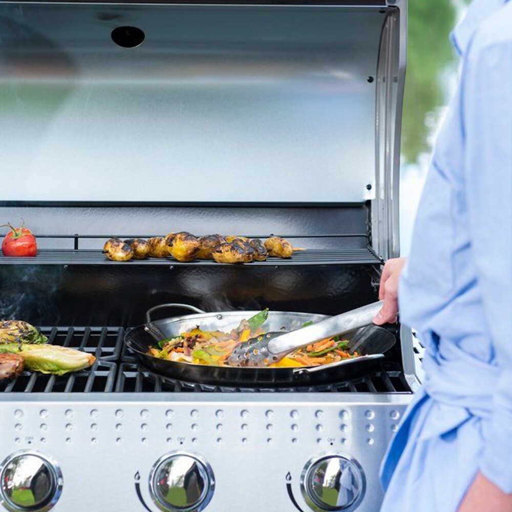 Mustang paellapanne i rustfritt stål 36 cm / paellapanne grill / stekepanne rustfritt stål