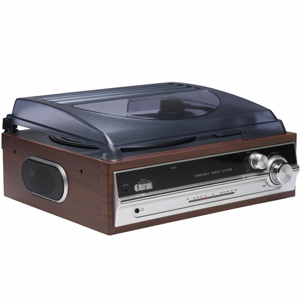 Denver VPR-190MK3 platespiller / LP-spiller med FM-radio / retro vinylspiller med høyttalere