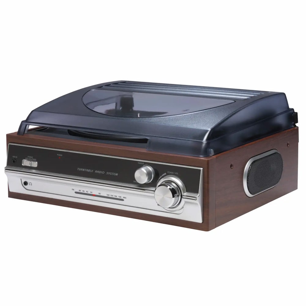 Denver VPR-190MK3 platespiller / LP-spiller med FM-radio / retro vinylspiller med høyttalere