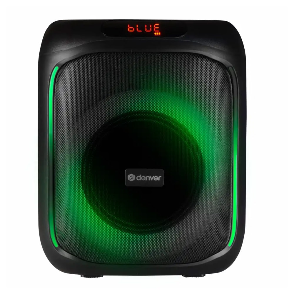 Denver BPS-165 partyhøyttaler / Bluetooth-høyttaler med LED-lys / høyttaler med mikrofoninngang og 20 W RMS
