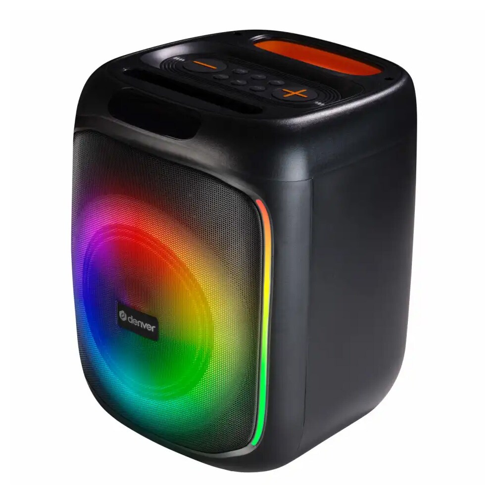 Denver BPS-165 partyhøyttaler / Bluetooth-høyttaler med LED-lys / høyttaler med mikrofoninngang og 20 W RMS