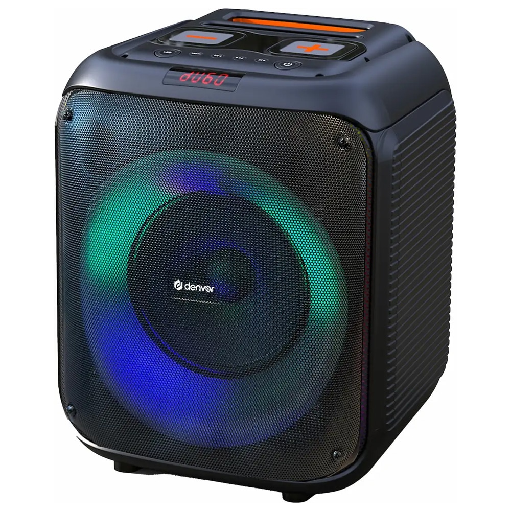 Denver BPS-250 partyhøyttaler / Bluetooth-høyttaler med LED-lys / høyttaler med mikrofoninngang og 40 W RMS