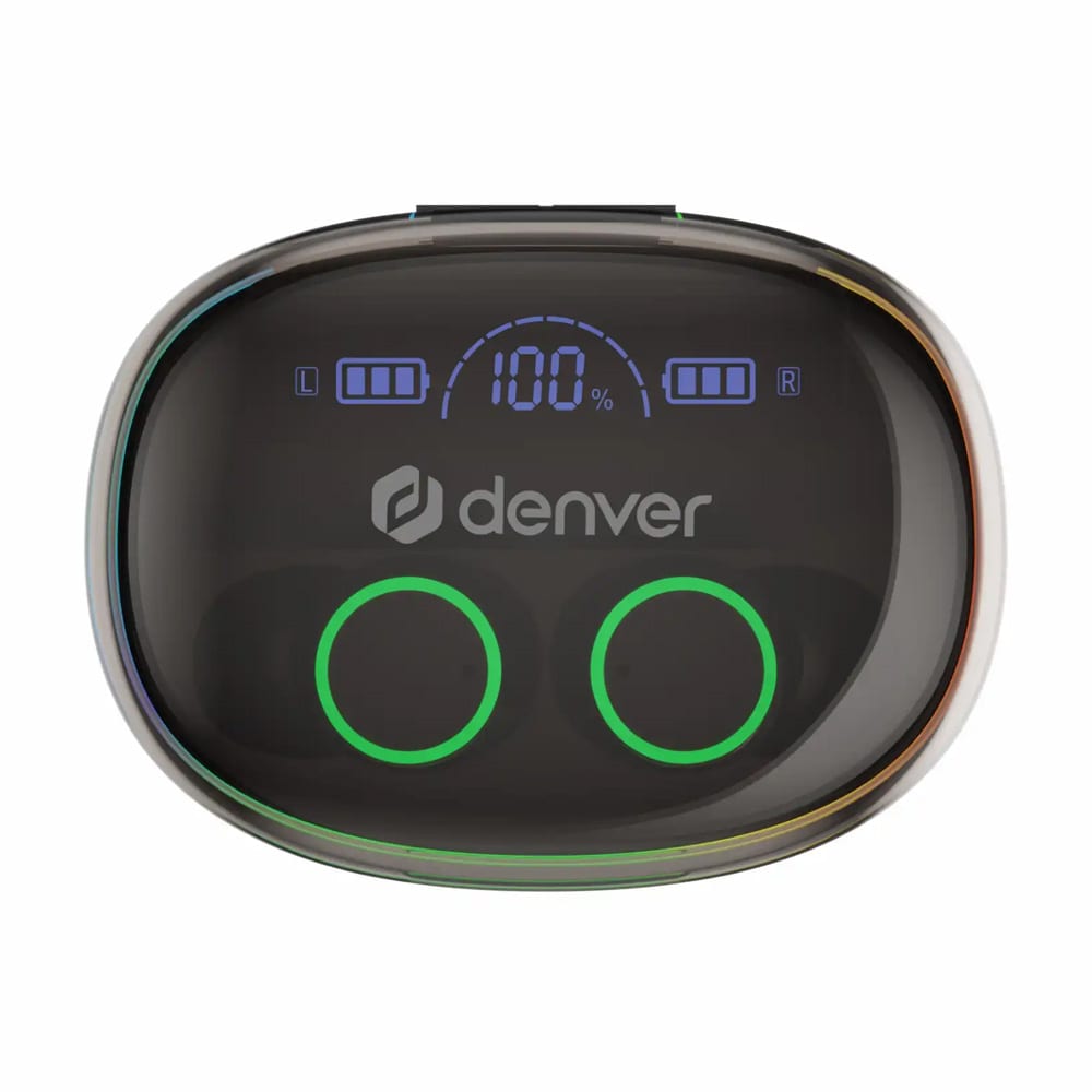 Denver TWE-55B TWS-hodesett med LED - Svart