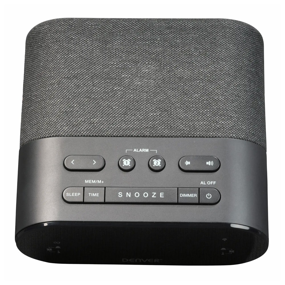 Denver CRQ-107 klokkeradio / vekkerklokke med radio / alarmklokke med trådløs Qi-lading / dobbel alarm