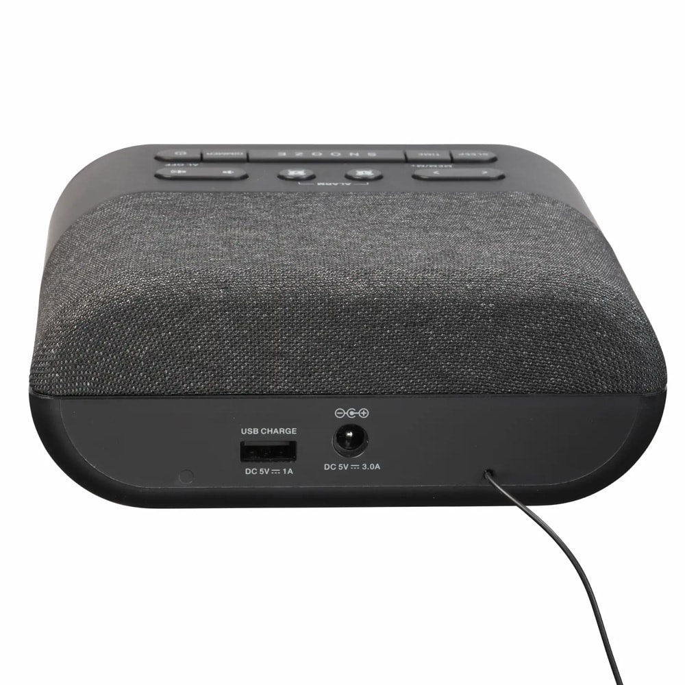 Denver CRQ-107 klokkeradio / vekkerklokke med radio / alarmklokke med trådløs Qi-lading / dobbel alarm