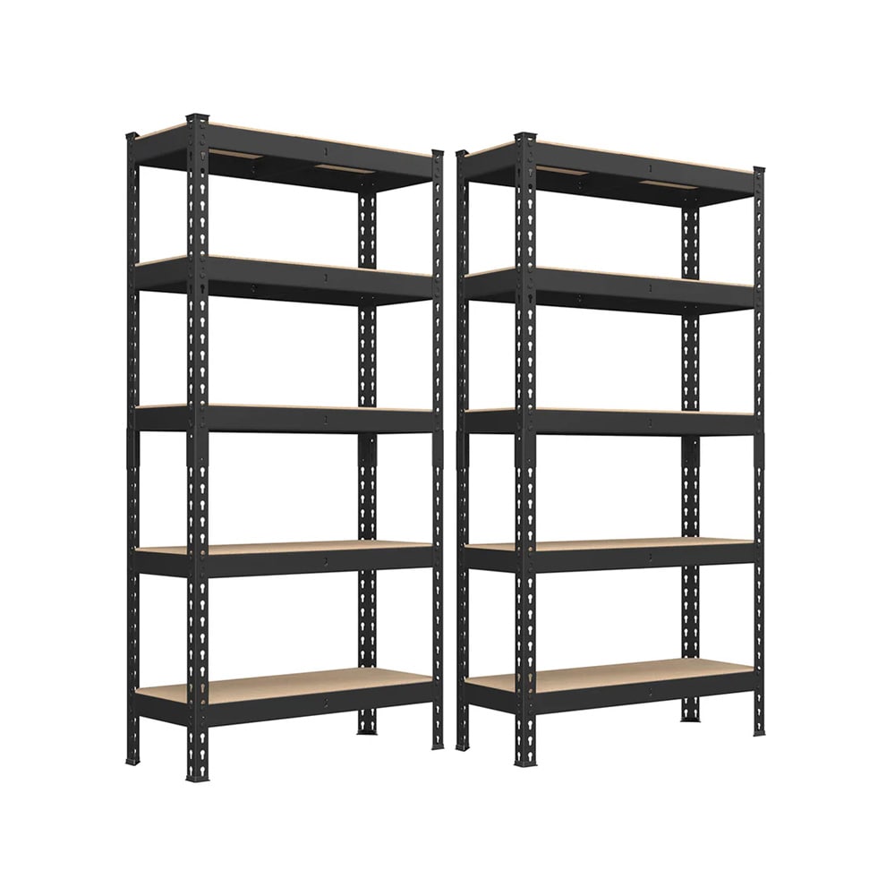 Lagerreoler i 2-pakning / reoler i metall med 5 justerbare hylleplan – 75×30×150 cm