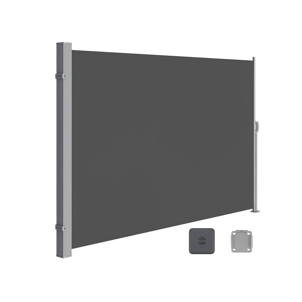 Uttrekkbar sidemarkise 180×450 cm / innsynsskjerm til terrasse og balkong med UPF 50+ – Grå