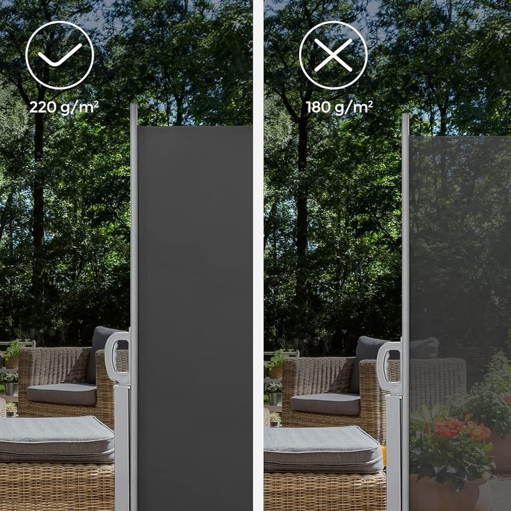 Uttrekkbar sidemarkise 180×300 cm / innsynsskjerm til balkong, terrasse og hage – Grå