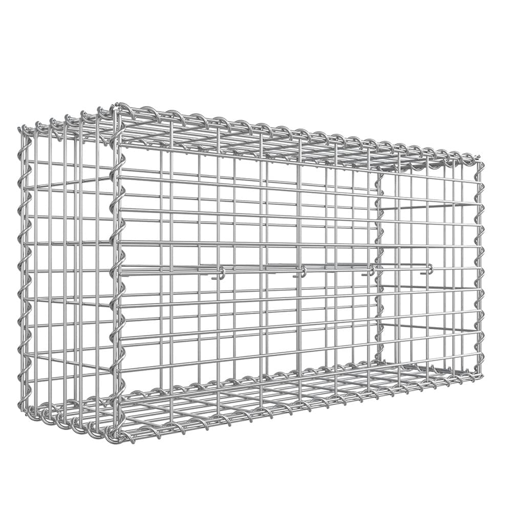 Gabionkurv 100 x 50 x 30 cm / galvanisert steinkurv til hage / verktøyfri gabion til mur og avgrensning