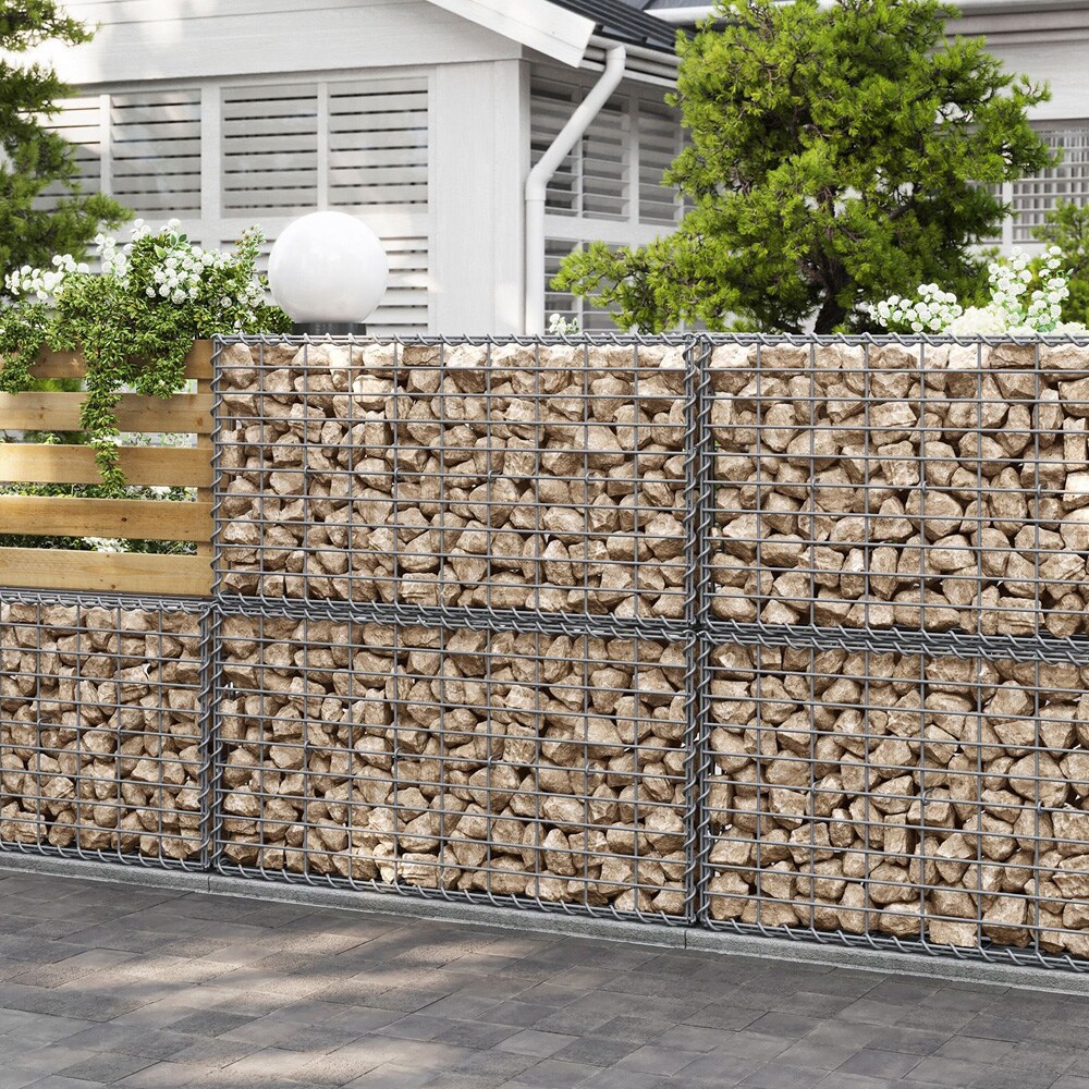 Gabionkurv 100 x 50 x 30 cm / galvanisert steinkurv til hage / verktøyfri gabion til mur og avgrensning