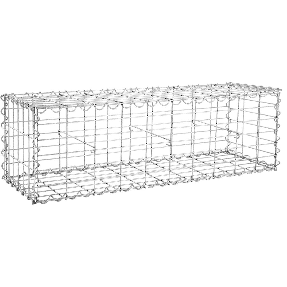 Gabionkurv 100 x 30 x 30 cm / galvanisert stålgabion / steinkurv til støttemur / hageavgrensning